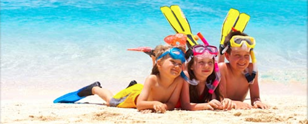 Turks and Caicos Snorkelling Children on the beach